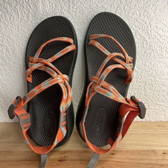 Chaco Z Cloud X2 Women's Orange Multi Strappy Sport Hiking Vibram Sole Sandals 4 - Picture 8 of 8